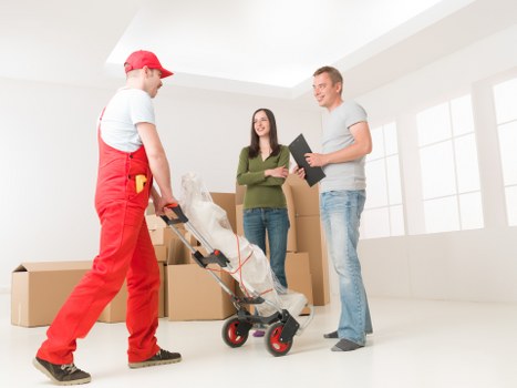 Satisfied customers with organized new living space